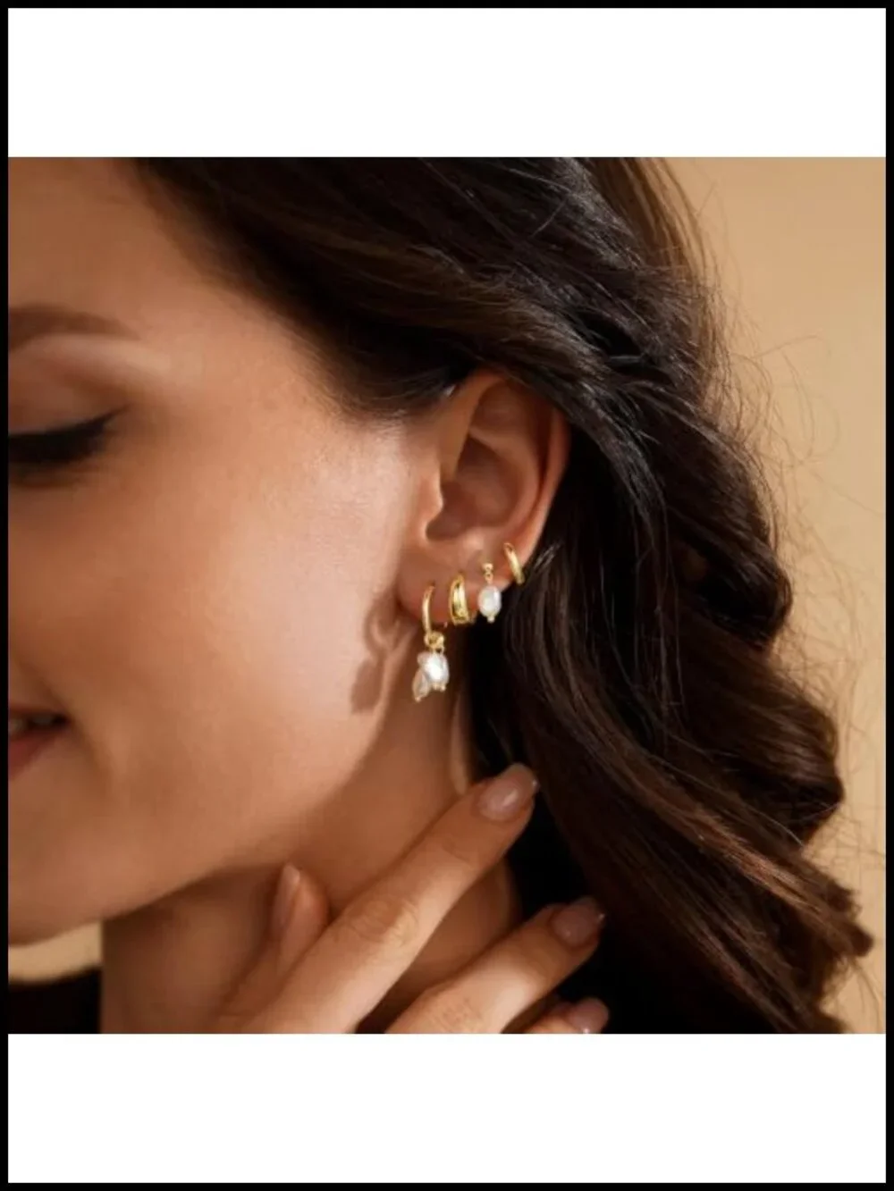 14K Gold Plated Hoop Earrings Set for Women Dainty CZ Pearl Huggies Jewelry Gift